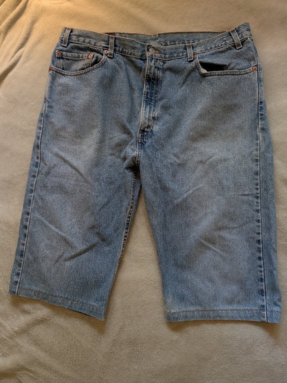 LEVIS MENS JEAN SHORTS W42 L30 505 Regular Fit Straight Leg Jeans Mid Length